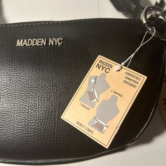 Steve Madden NYC black with rhinestones fanny  pack pocketbook , one size fits - Picture 3 of 5